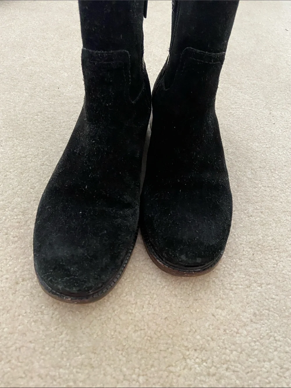 Tory Burch Alaina black Suede ankle boots, size 8 gentle worn, Made in Brazil